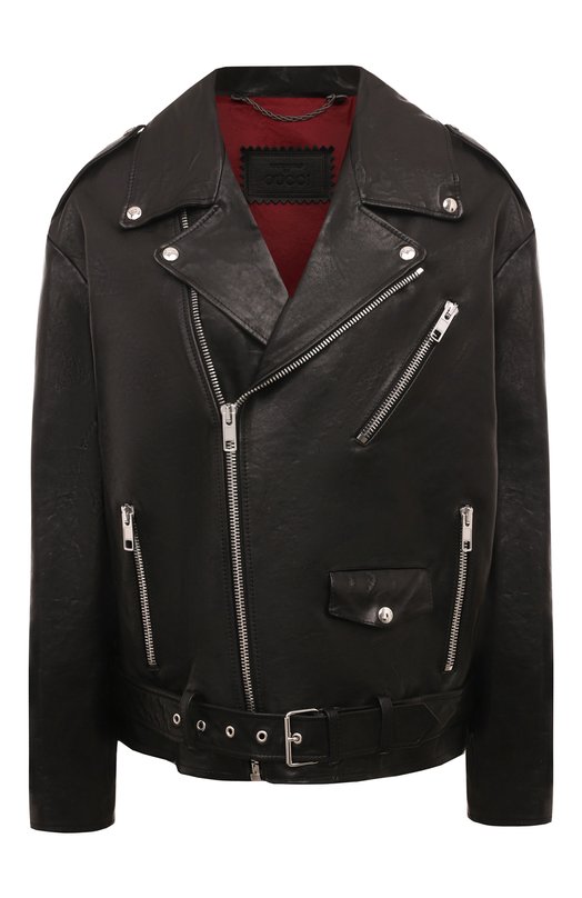 женская кожаные куртка gucci, черная