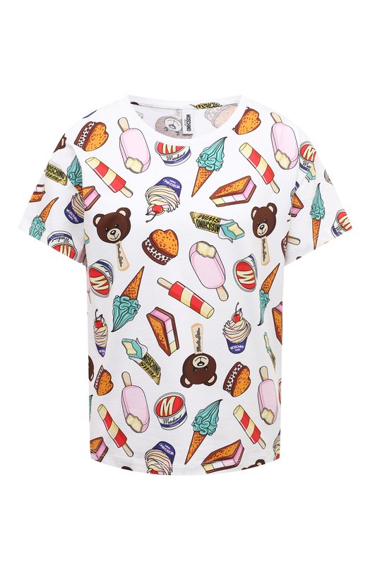 женская футболка moschino, разноцветная