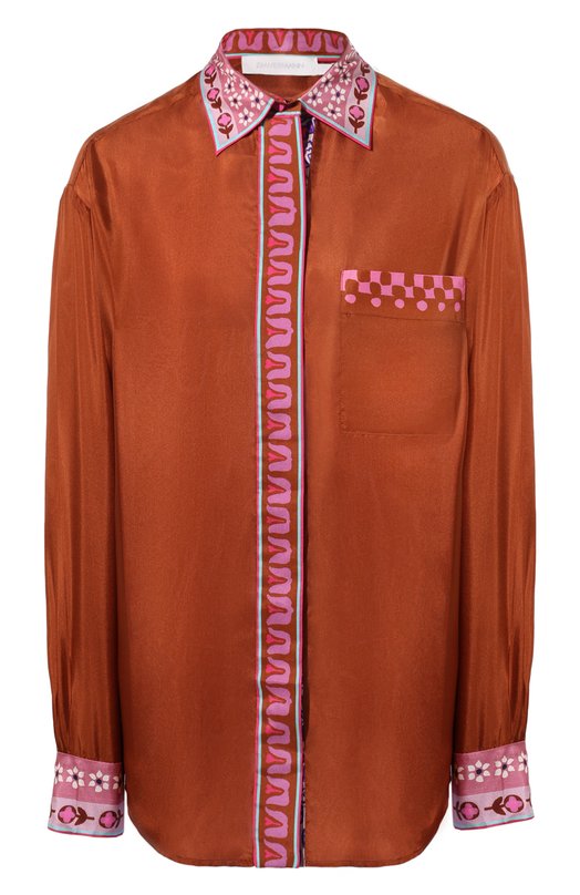 женская шелковые блузка zimmermann, коричневая