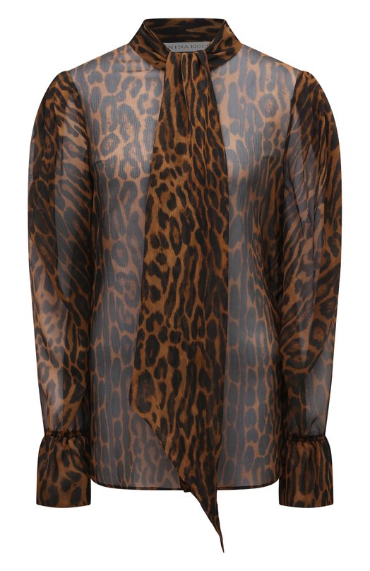 женская шелковые блузка nina ricci, леопардовая