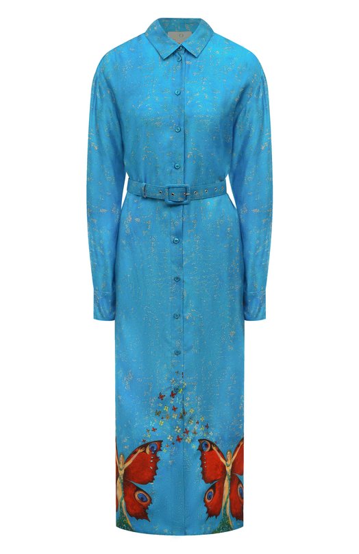 женское шелковые платье ololol, голубое