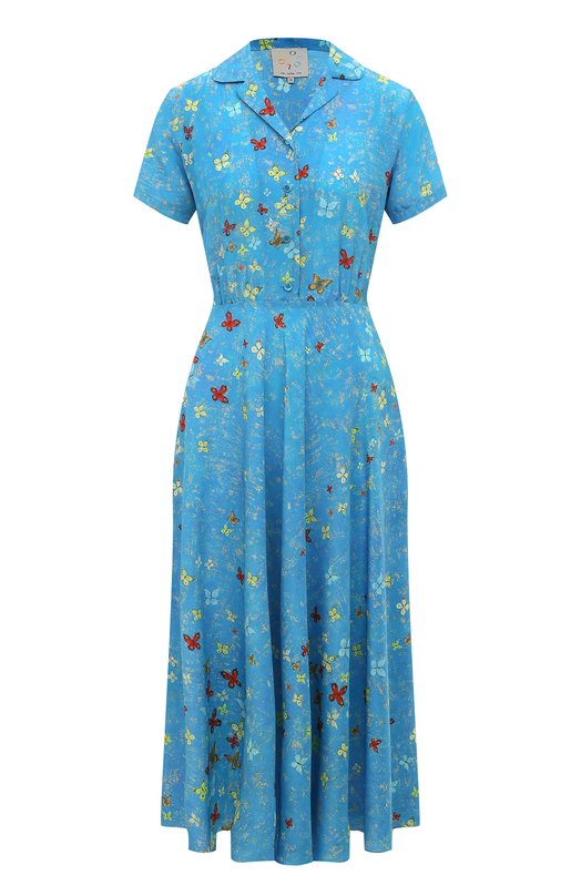 женское шелковые платье ololol, голубое