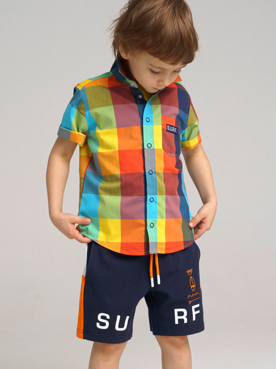 рубашка playtoday kids для мальчика, разноцветная