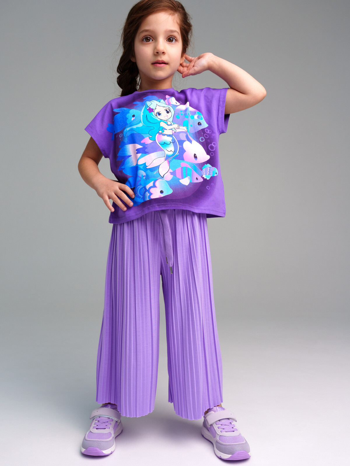 брюки playtoday kids для девочки, фиолетовые