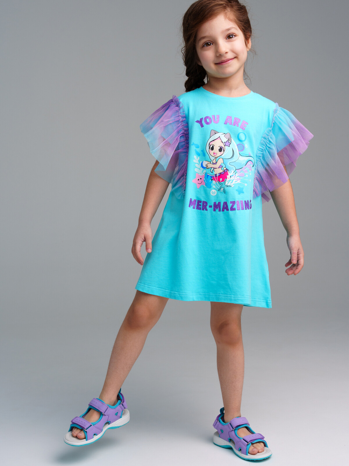 платье playtoday kids для девочки, голубое