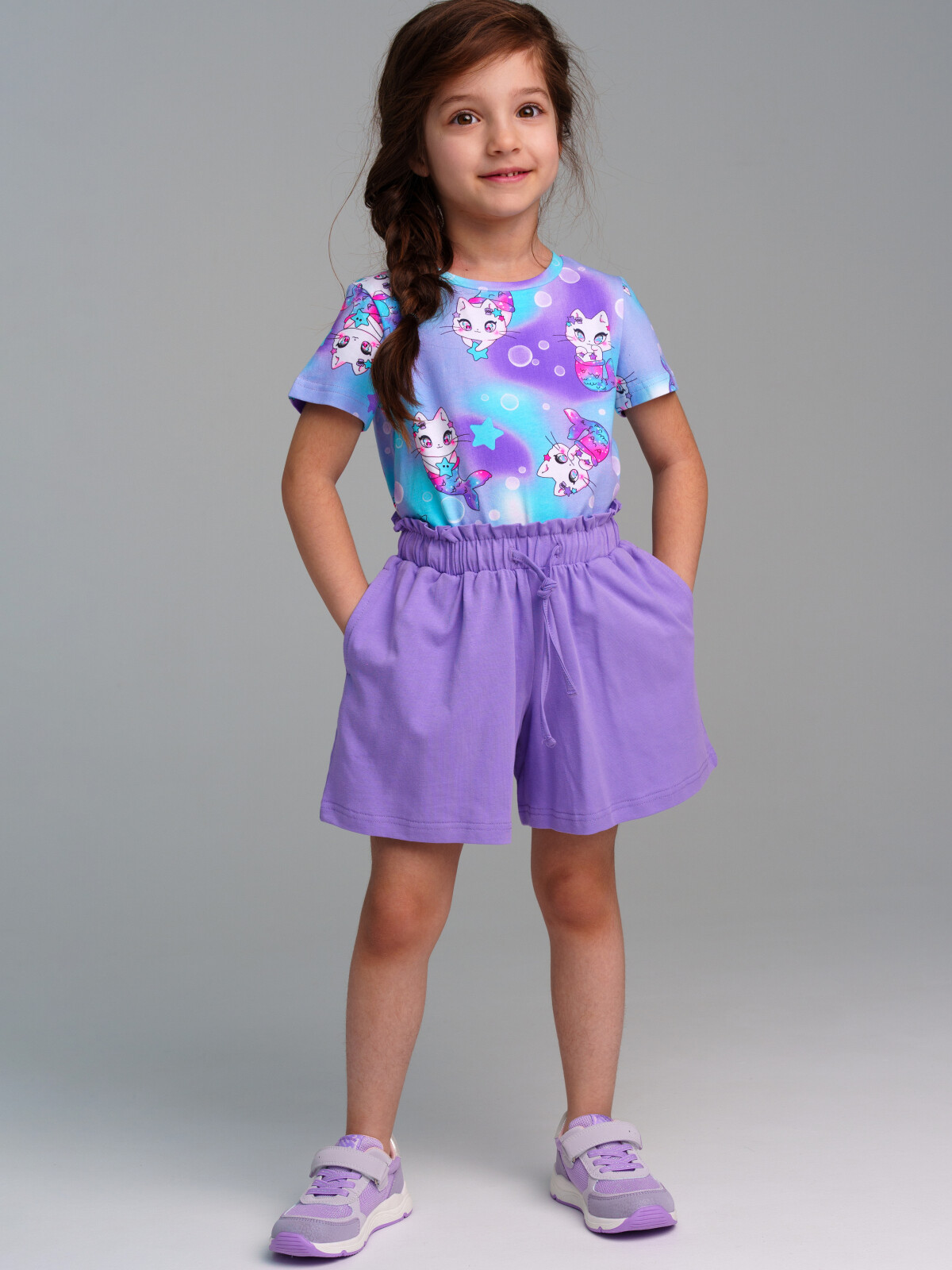 футболка playtoday kids для девочки, фиолетовая