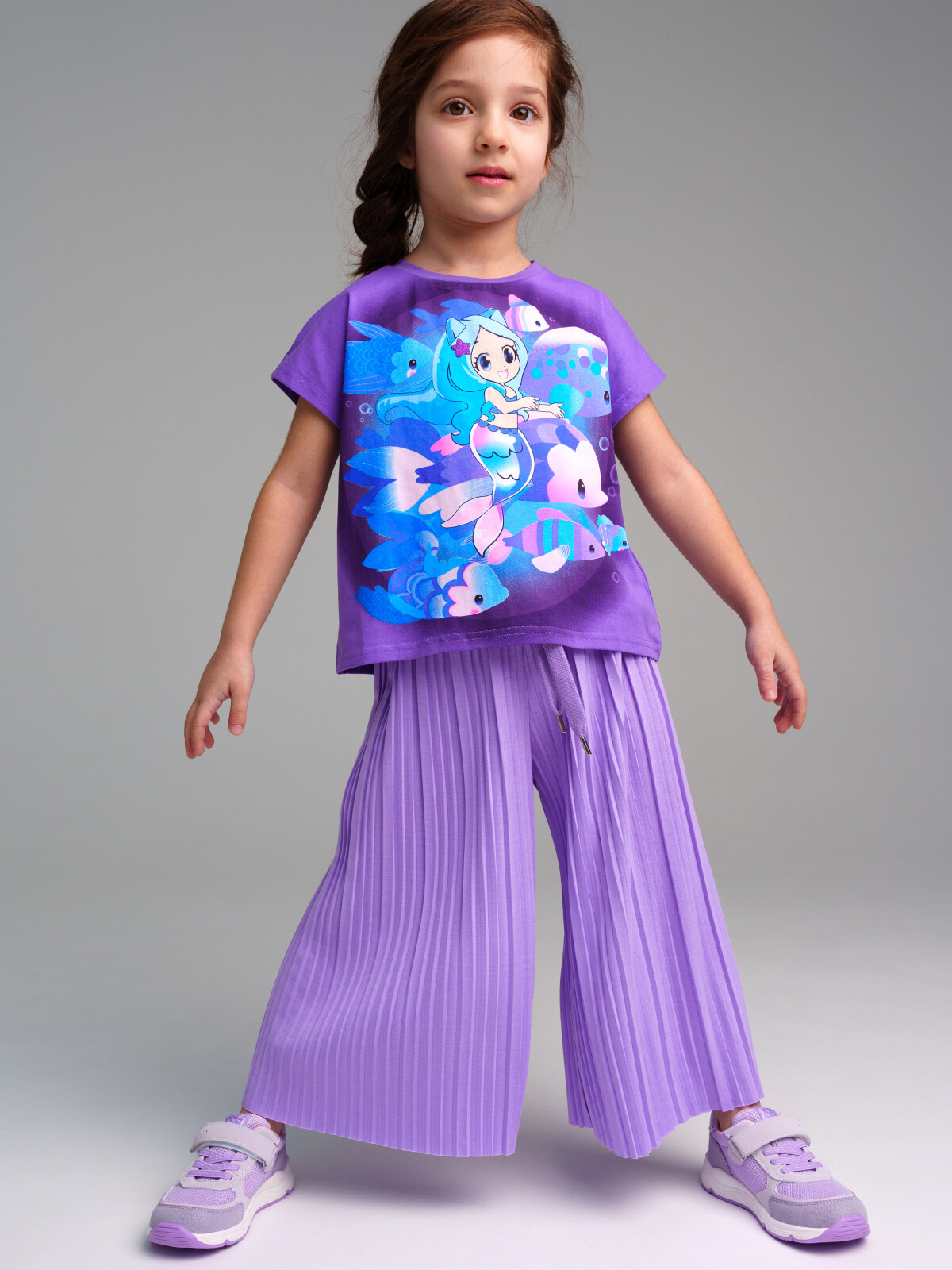 футболка playtoday kids для девочки, фиолетовая