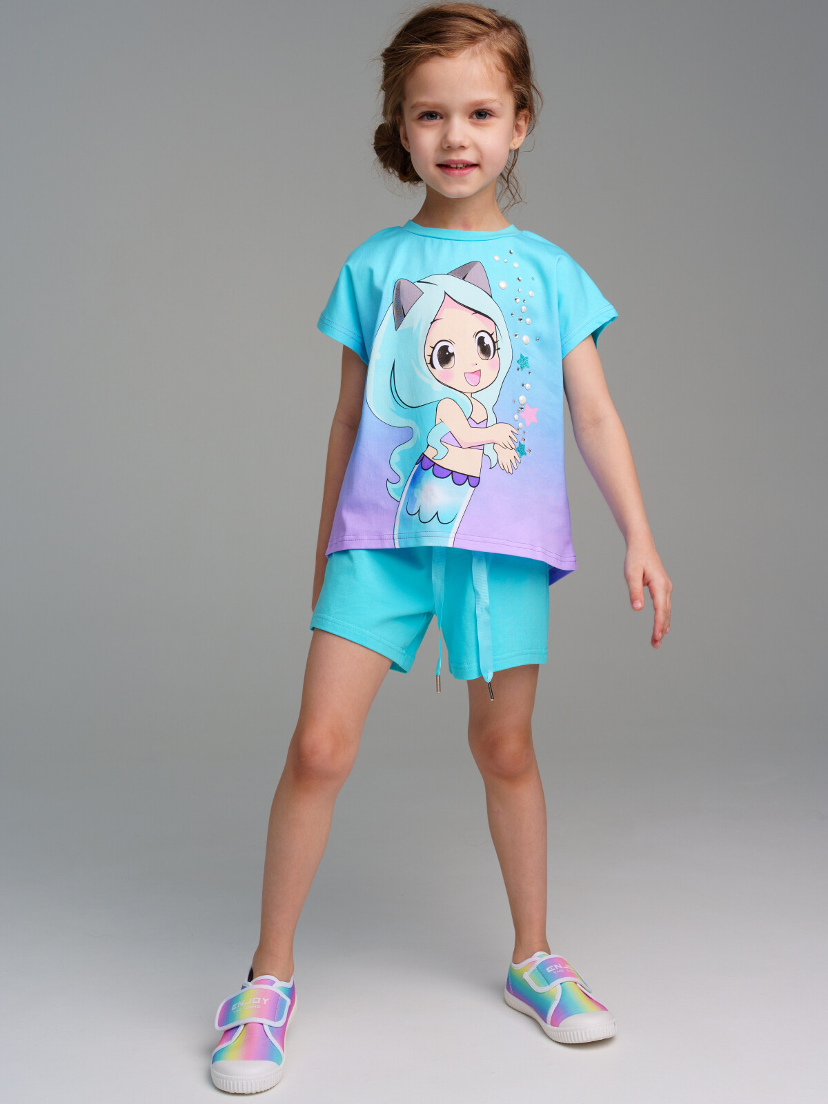 футболка playtoday kids для девочки, разноцветная