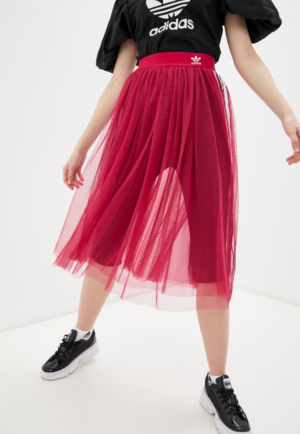 женская плиссированные юбка adidas, розовая