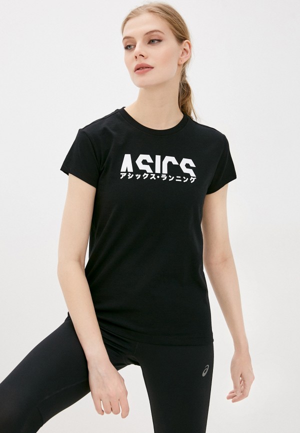 женская спортивные футболка asics, черная