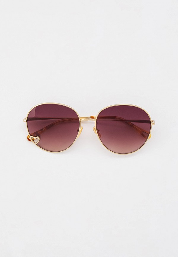 женские круглые солнцезащитные очки chloe, золотые