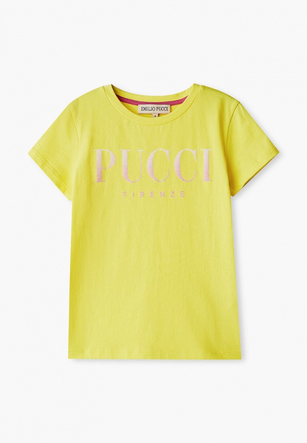 футболка с коротким рукавом emilio pucci для девочки, желтая