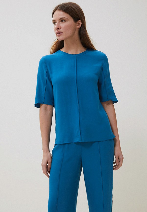 женская блузка с коротким рукавом marks & spencer, синяя