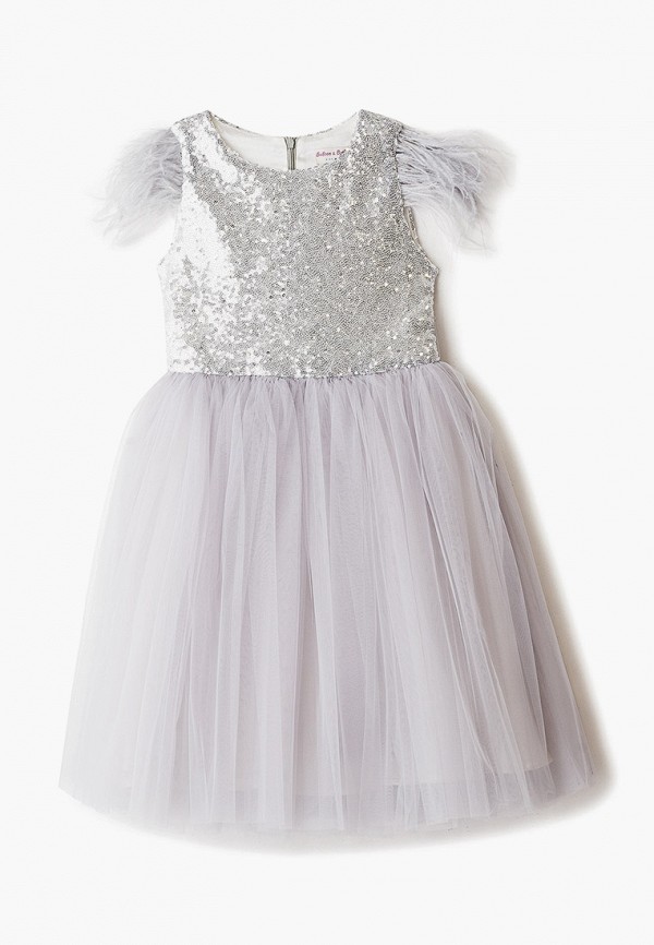 нарядные платье balloon & butterfly для девочки, серебряное