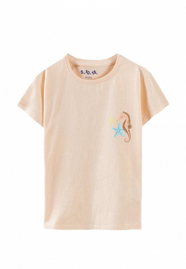 футболка с коротким рукавом 5.10.15 для девочки, бежевая