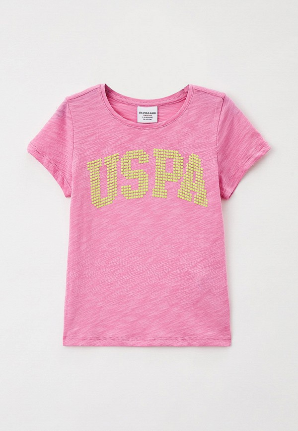 футболка с коротким рукавом u.s. polo assn для девочки, розовая