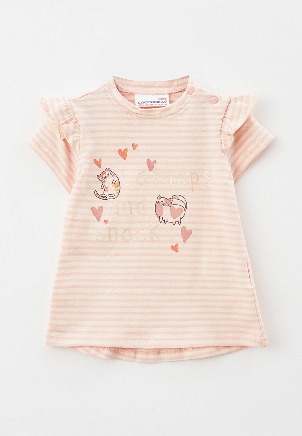 футболка с коротким рукавом coccodrillo для девочки, розовая