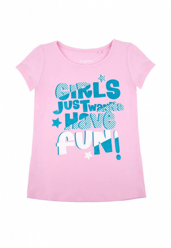 футболка с коротким рукавом kapika для девочки, розовая
