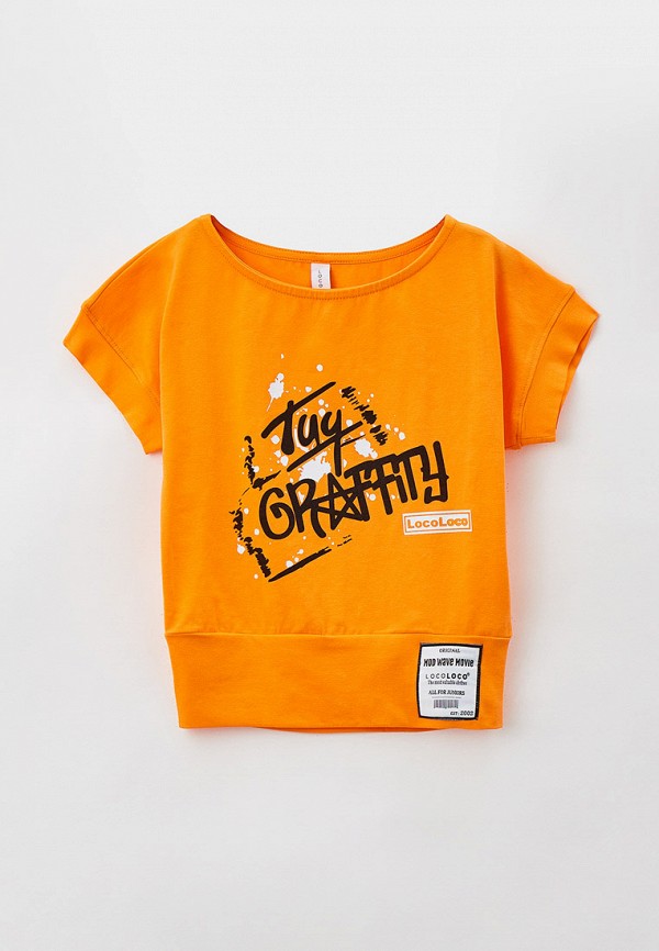 футболка с коротким рукавом locoloco all for junior для девочки, оранжевая