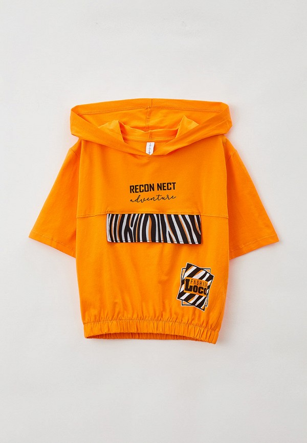 футболка с коротким рукавом locoloco all for junior для девочки, оранжевая