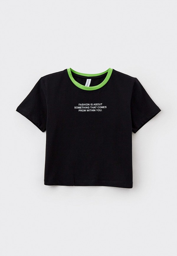 футболка с коротким рукавом locoloco all for junior для девочки, черная