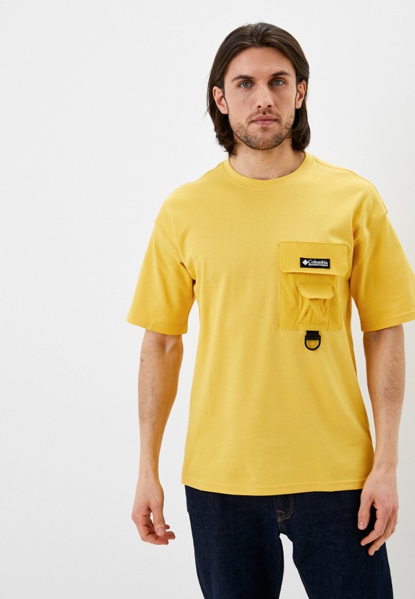 мужская футболка с коротким рукавом columbia, желтая