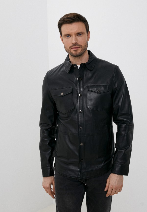 мужская кожаные куртка al franco, черная