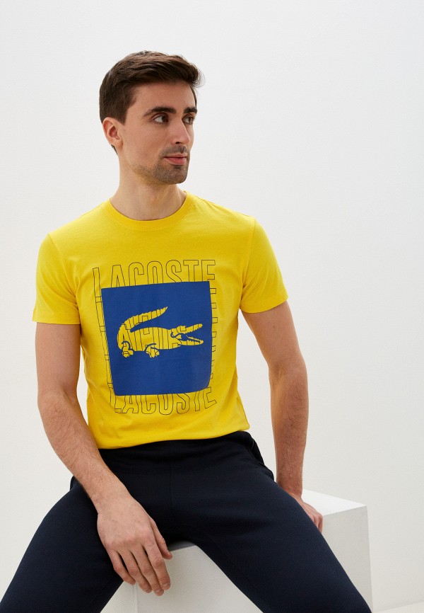 мужская футболка с коротким рукавом lacoste, желтая