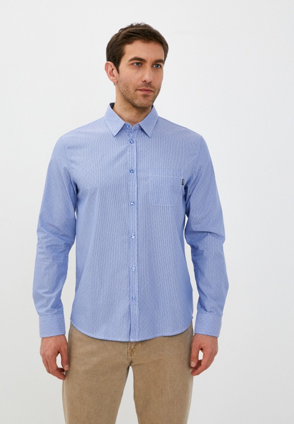мужская рубашка с длинным рукавом baon, синяя