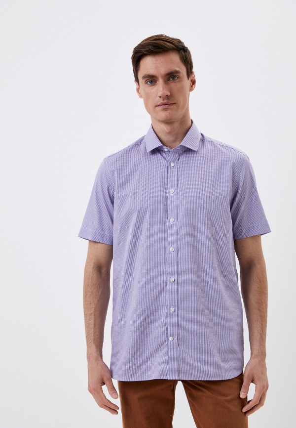 мужская рубашка с коротким рукавом henderson, фиолетовая