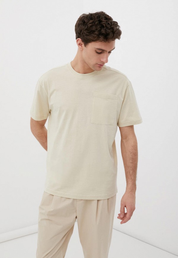 мужская футболка с коротким рукавом finn flare, бежевая