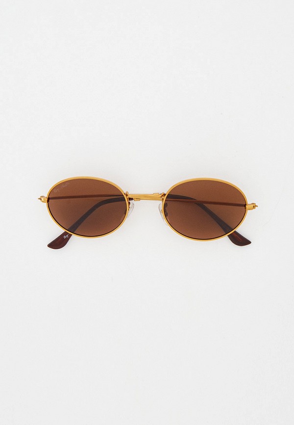 мужские круглые солнцезащитные очки ray flector, золотые