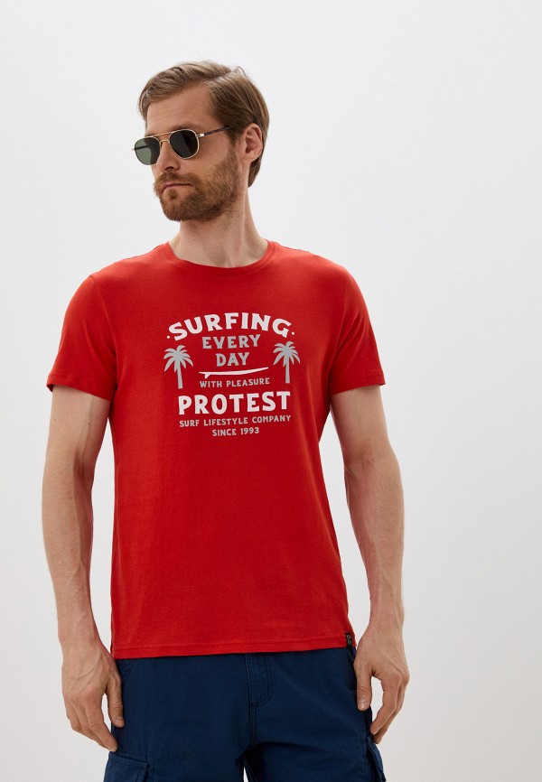 мужская футболка с коротким рукавом protest, красная