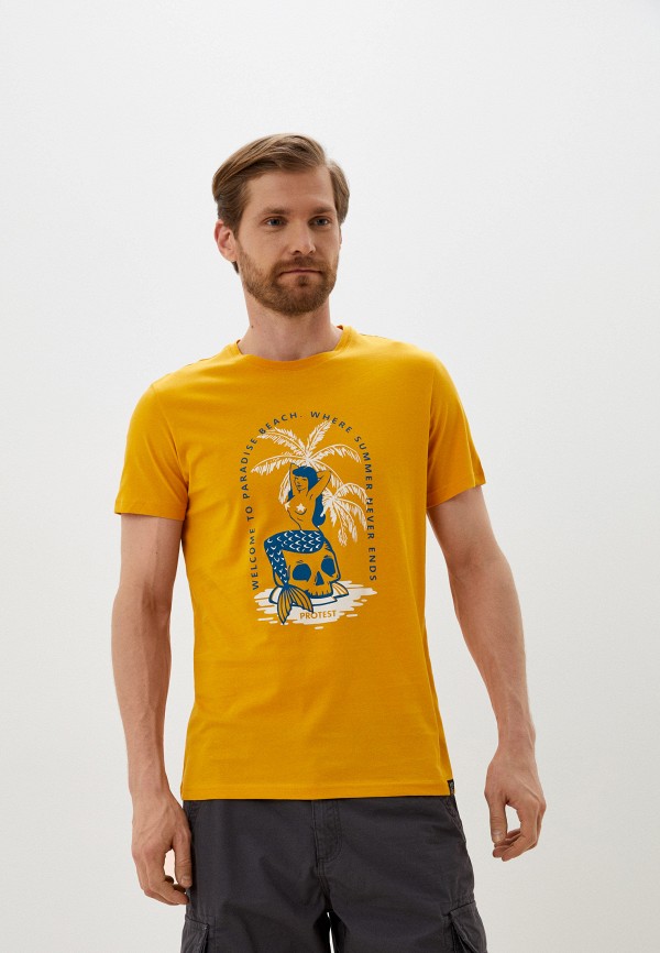 мужская футболка с коротким рукавом protest, желтая