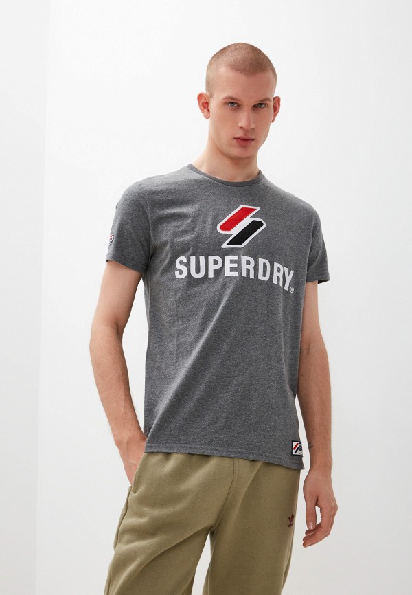 мужская футболка с коротким рукавом superdry, серая
