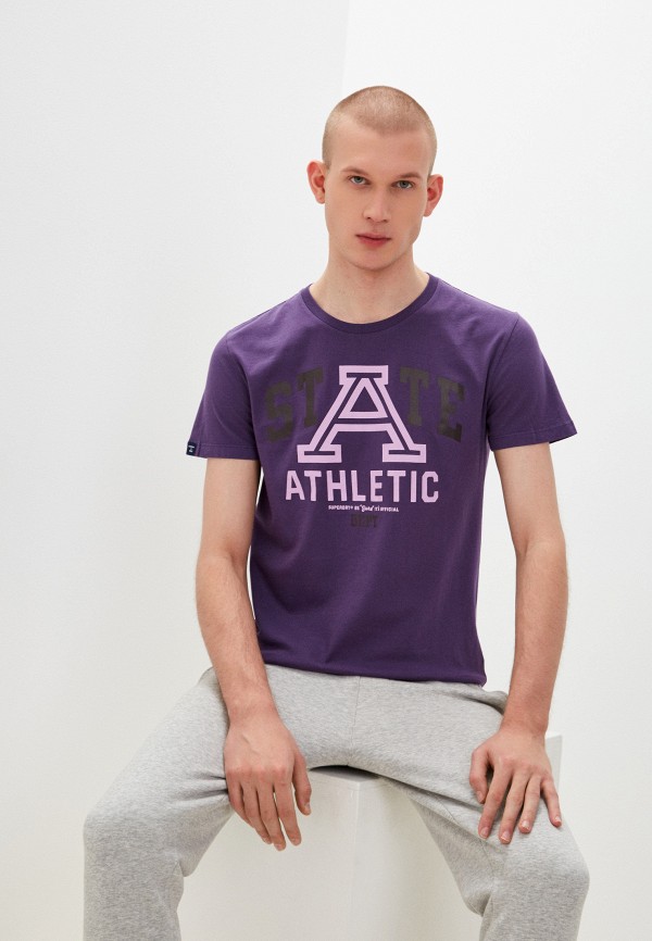 мужская футболка с коротким рукавом superdry, фиолетовая