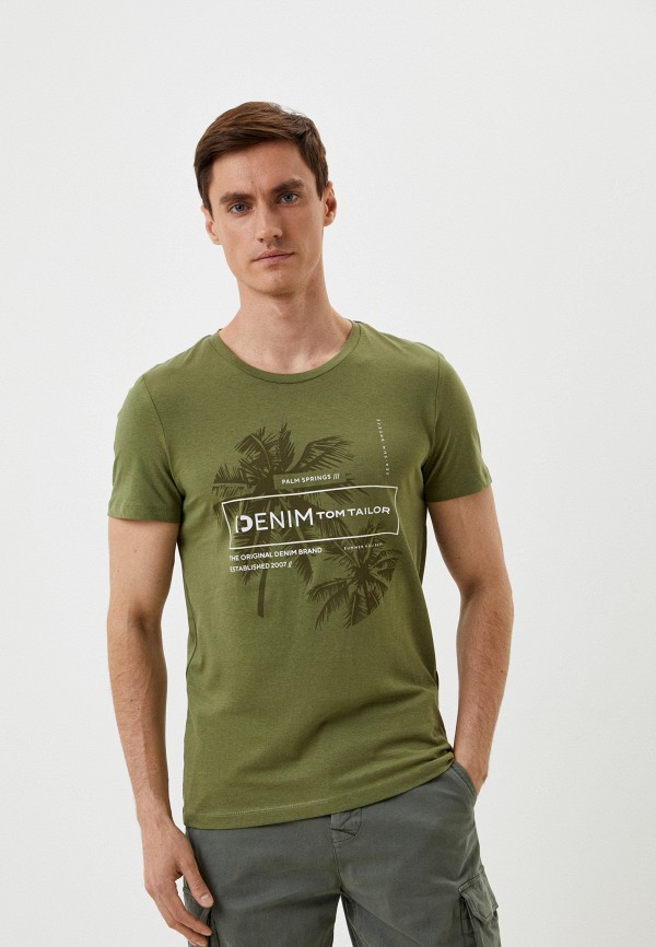 мужская футболка с коротким рукавом tom tailor, хаки