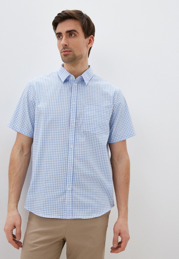 мужская рубашка с коротким рукавом baon, голубая