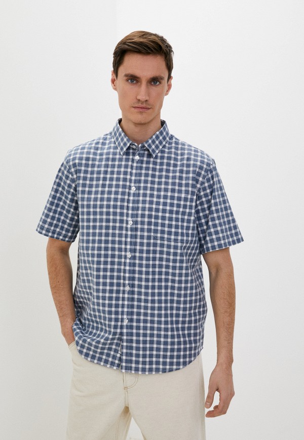 мужская рубашка с коротким рукавом baon, синяя