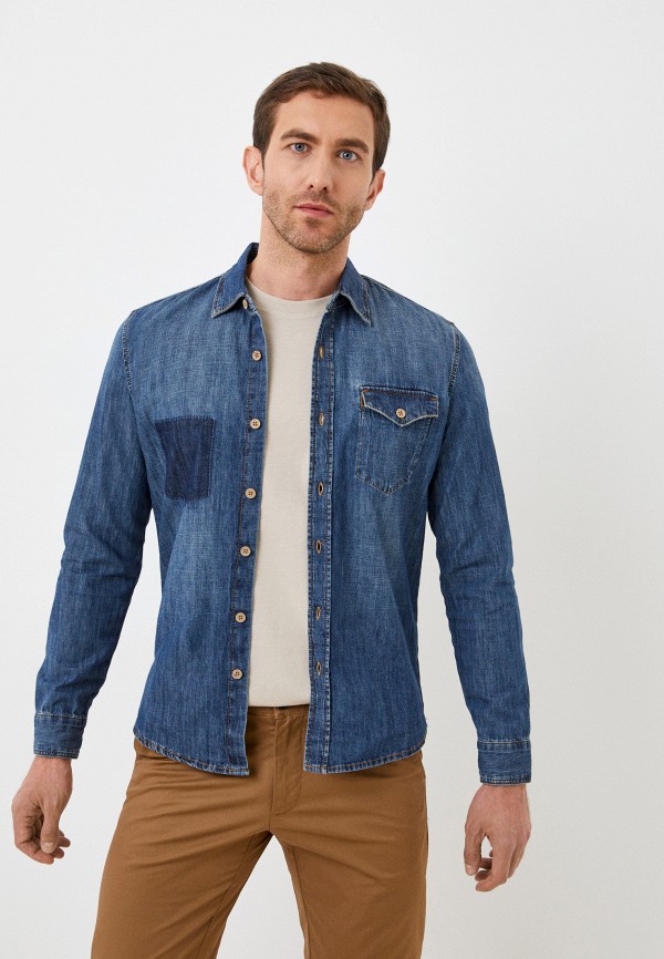 мужская джинсовые рубашка colin’s, синяя