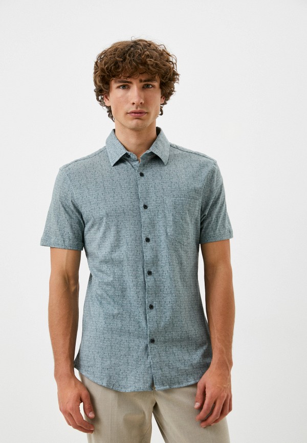 мужская рубашка с коротким рукавом zolla, синяя
