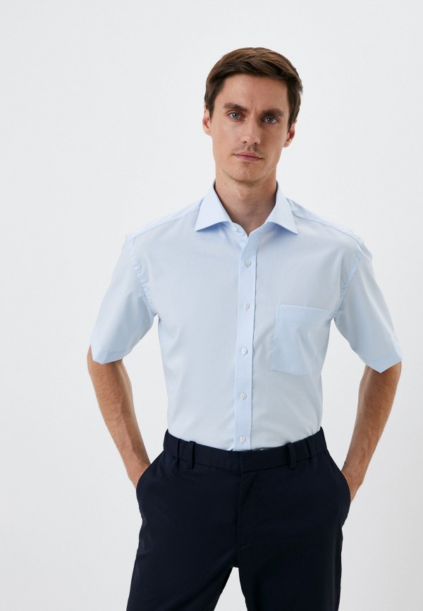 мужская рубашка с коротким рукавом eterna, голубая