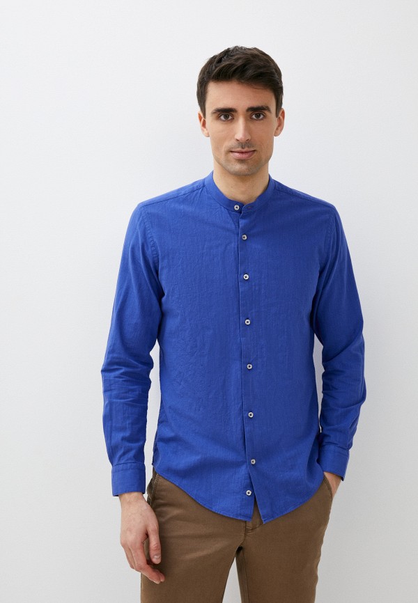 мужская рубашка с длинным рукавом bawer, синяя
