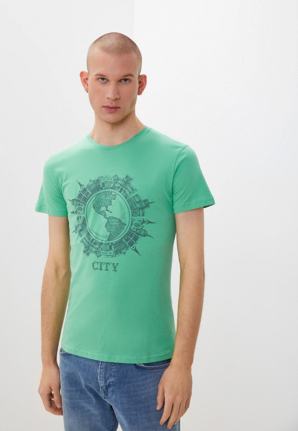 мужская футболка с коротким рукавом al franco, зеленая