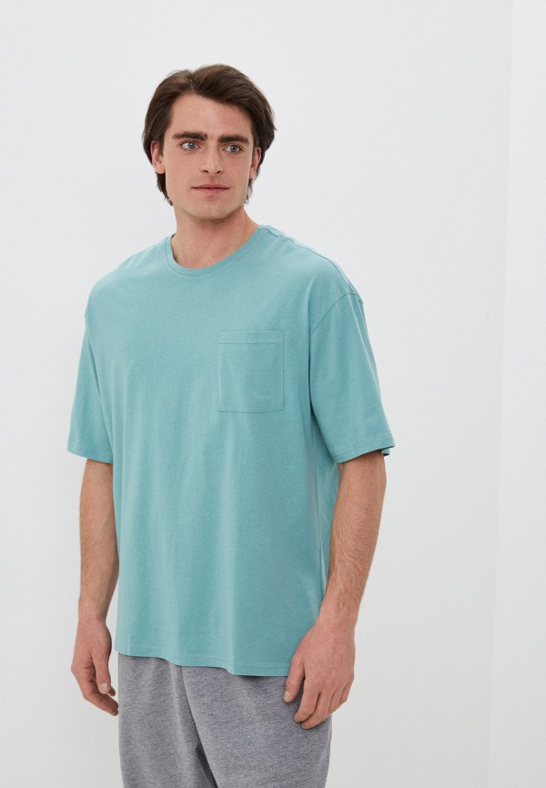 мужская футболка с коротким рукавом defacto, бирюзовая