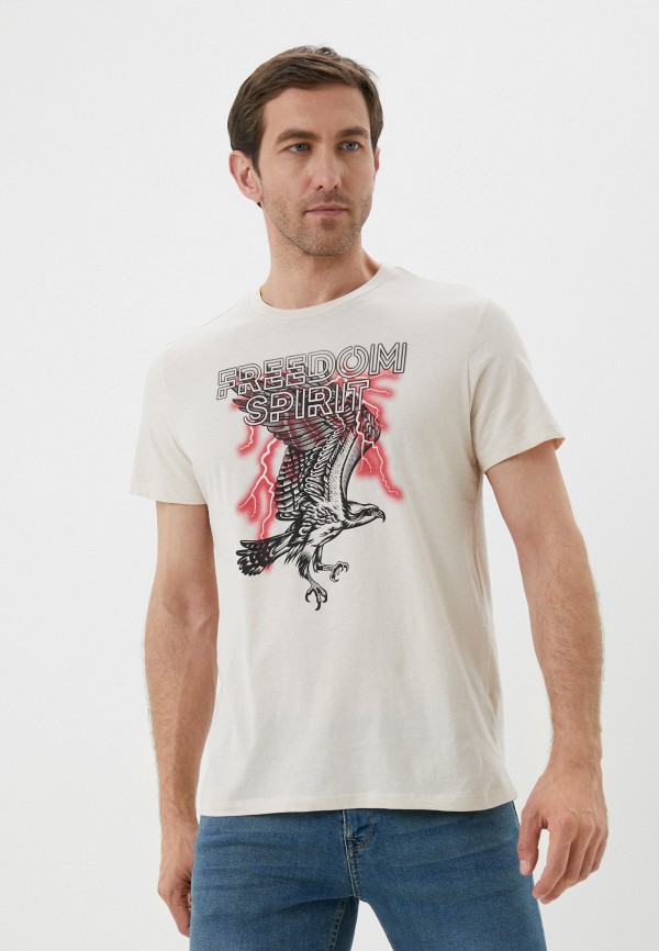 мужская футболка с коротким рукавом colin’s, бежевая