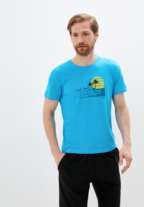 мужская футболка с коротким рукавом cmp, голубая