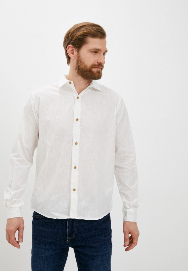 мужская рубашка с длинным рукавом baon, белая