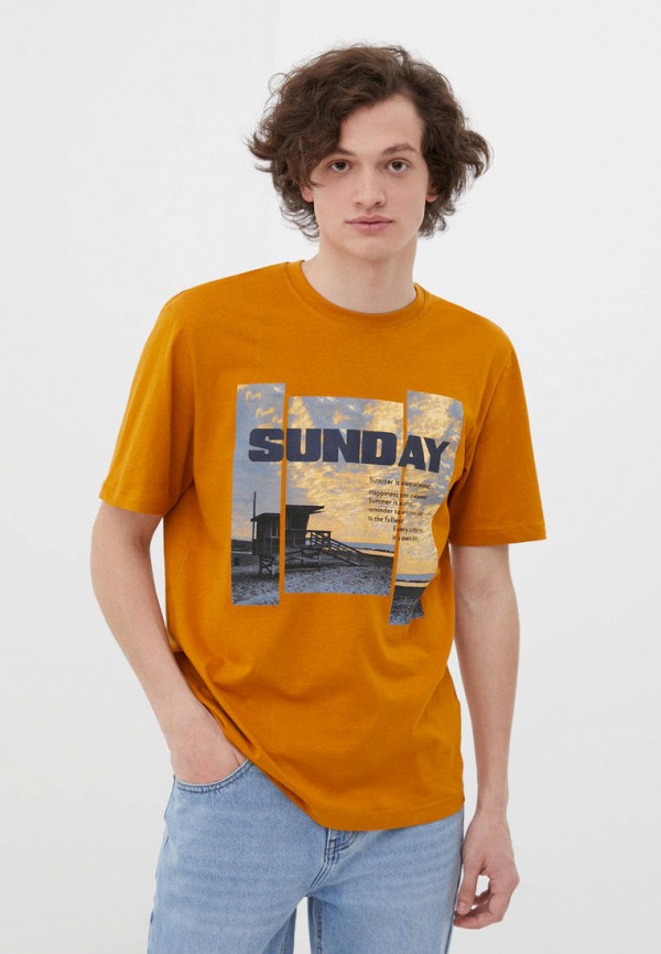 мужская футболка с коротким рукавом finn flare, коричневая