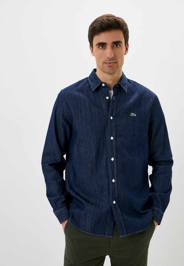 мужская джинсовые рубашка lacoste, синяя